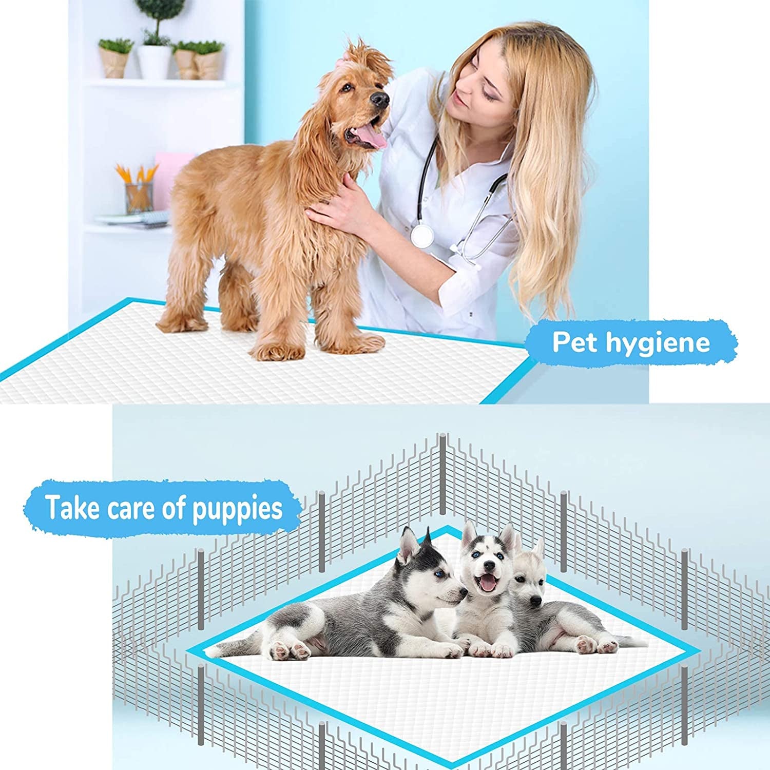 120 Extra Large Dog Pee Pads - Super Absorbent & Leak Proof, 28x34 Inches, Perfect for Potty Training - 120 Count (Blue)
