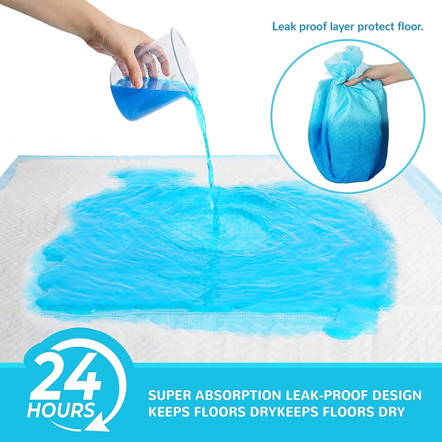 120 Extra Large Dog Pee Pads - Super Absorbent & Leak Proof, 28x34 Inches, Perfect for Potty Training - 120 Count (Blue)