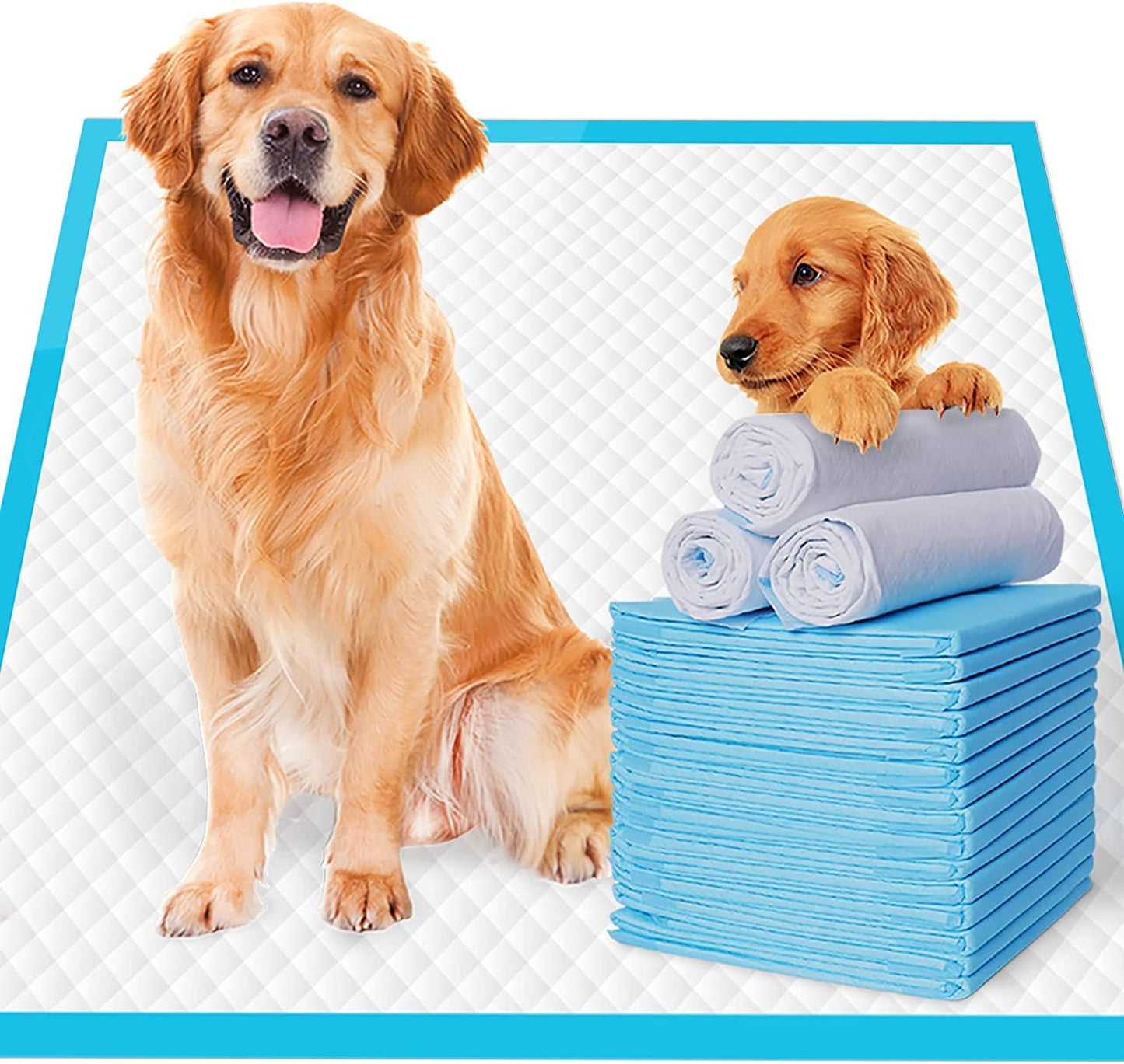 120 Extra Large Dog Pee Pads - Super Absorbent & Leak Proof, 28x34 Inches, Perfect for Potty Training - 120 Count (Blue)