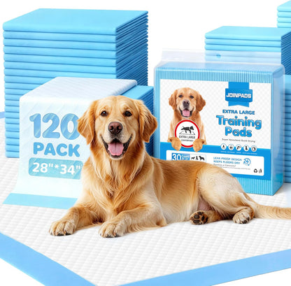 120 Extra Large Dog Pee Pads - Super Absorbent & Leak Proof, 28x34 Inches, Perfect for Potty Training - 120 Count (Blue)